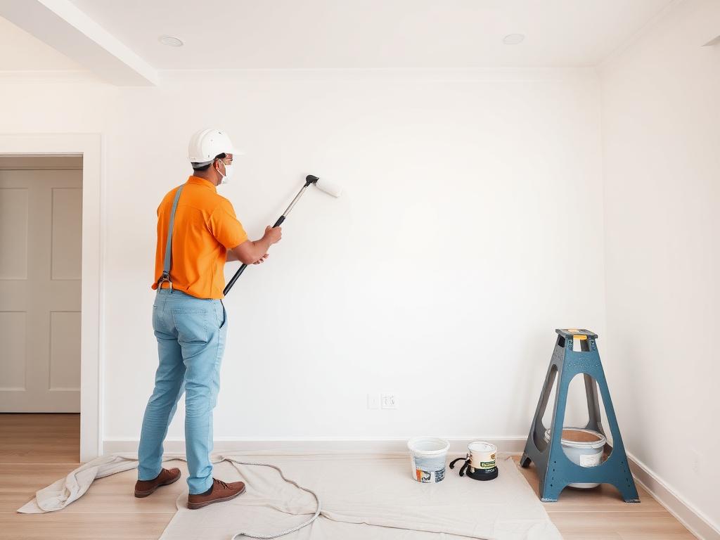 INZOONE painter applying fresh paint to interior walls in Dubai