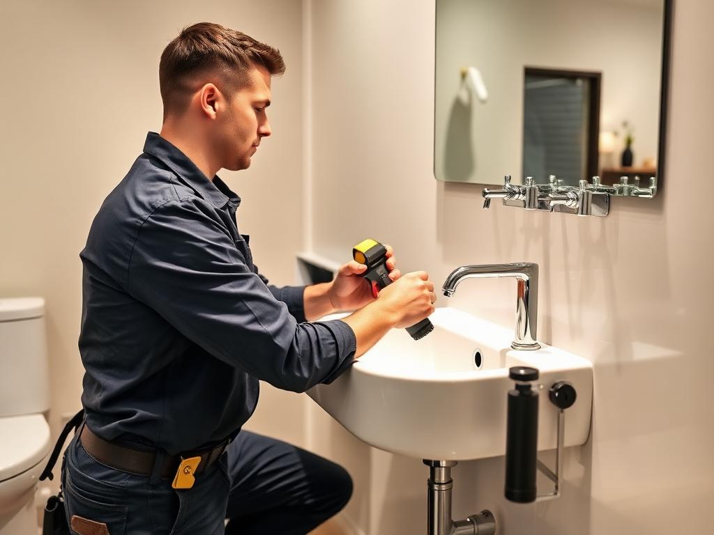 INZOONE plumber repairing a bathroom sink in Dubai